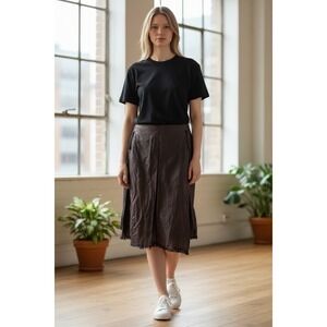 Tara Jarmon PLUM COTTON  A-Line Cotton Skirt BELT LOOPS SIZE  42 WAIST 32"